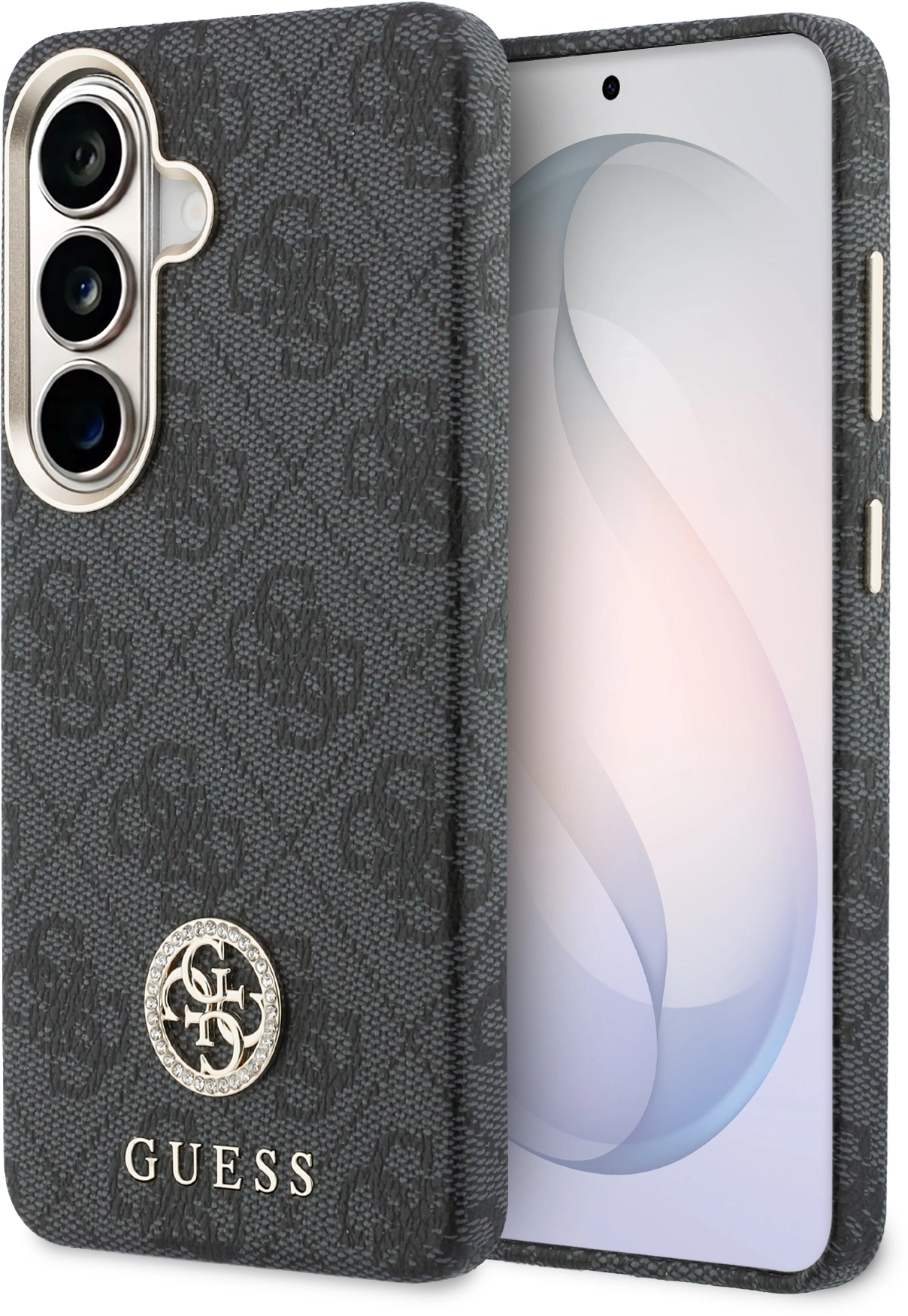 Guess 4G Rhinestone Round Logo Samsung Galaxy S26 Hoesje MagSafe Zwart afbeelding 1