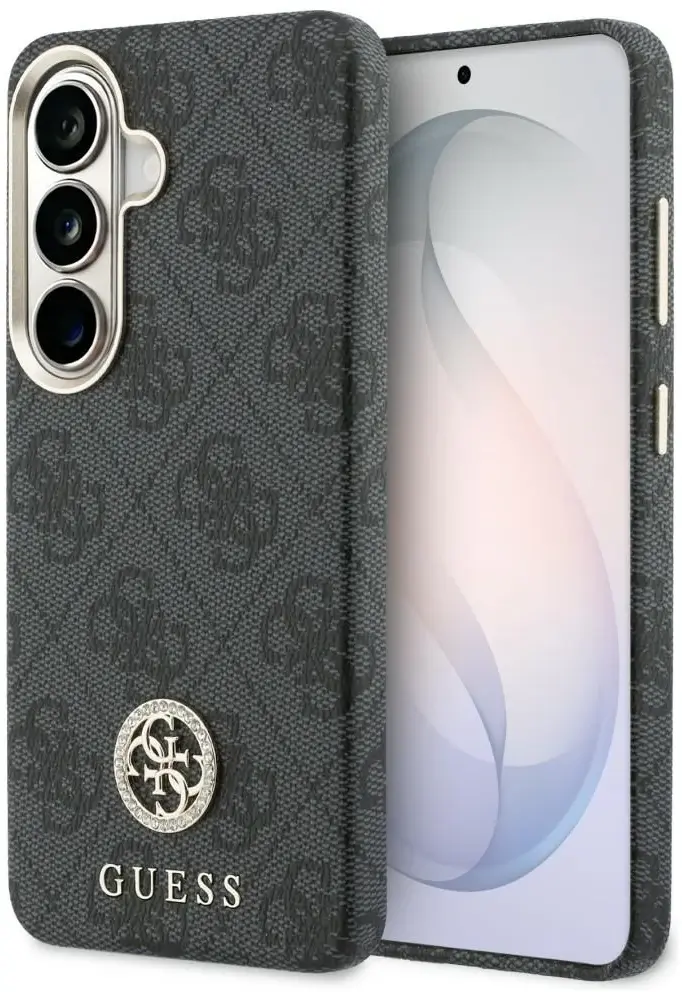 Guess 4G Rhinestone Round Logo Samsung Galaxy S26 Plus Hoesje MagSafe Zwart afbeelding 1