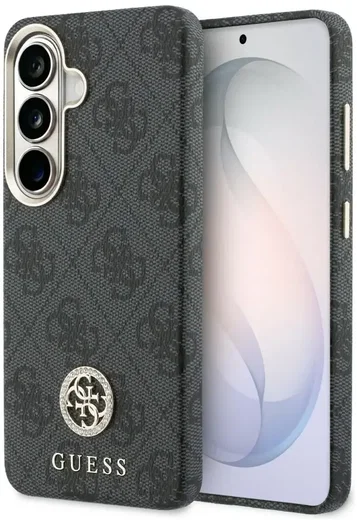 Guess 4G Rhinestone Round Logo Samsung Galaxy S26 Plus Hoesje MagSafe Zwart afbeelding 1