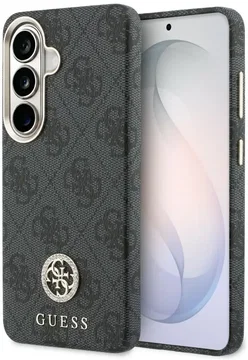 Guess 4G Rhinestone Round Logo Samsung Galaxy S26 Plus Hoesje MagSafe Zwart