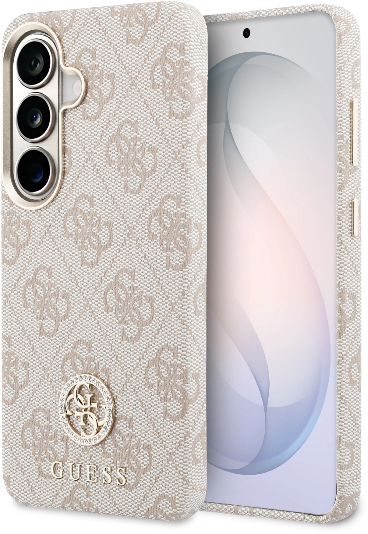 Guess 4G Rhinestone Round Logo Samsung Galaxy S26 Hoesje MagSafe Roze afbeelding 1