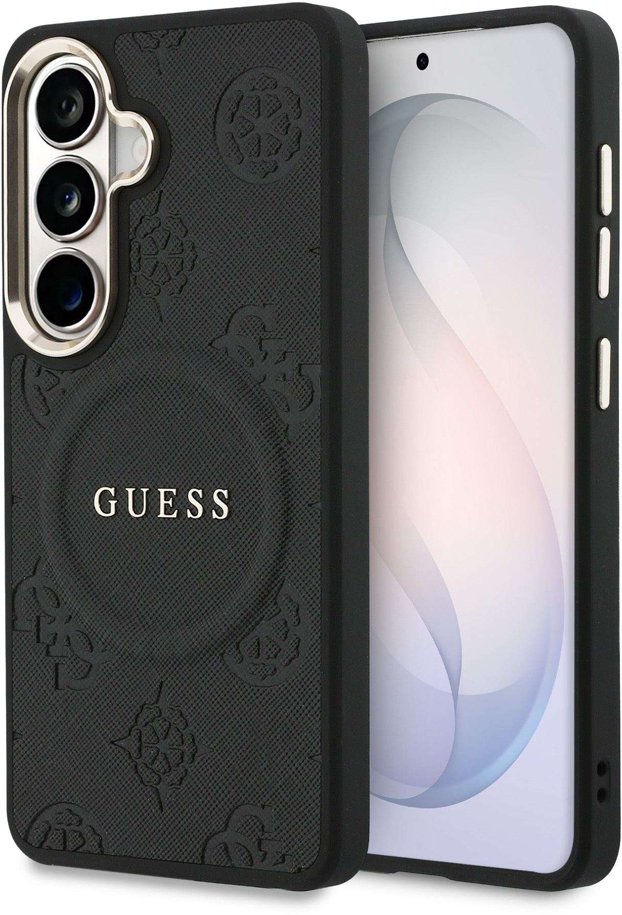 Guess Peony Hot Stamp Galaxy S26 Hoesje MagSafe Back Cover Zwart afbeelding 1