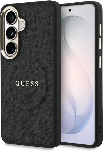 Guess Peony Hot Stamp Galaxy S26 Hoesje MagSafe Back Cover Zwart afbeelding 1
