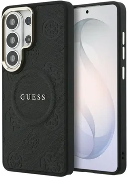 Guess Peony Hot Stamp Galaxy S26 Ultra Hoesje MagSafe Back Cover Zwart