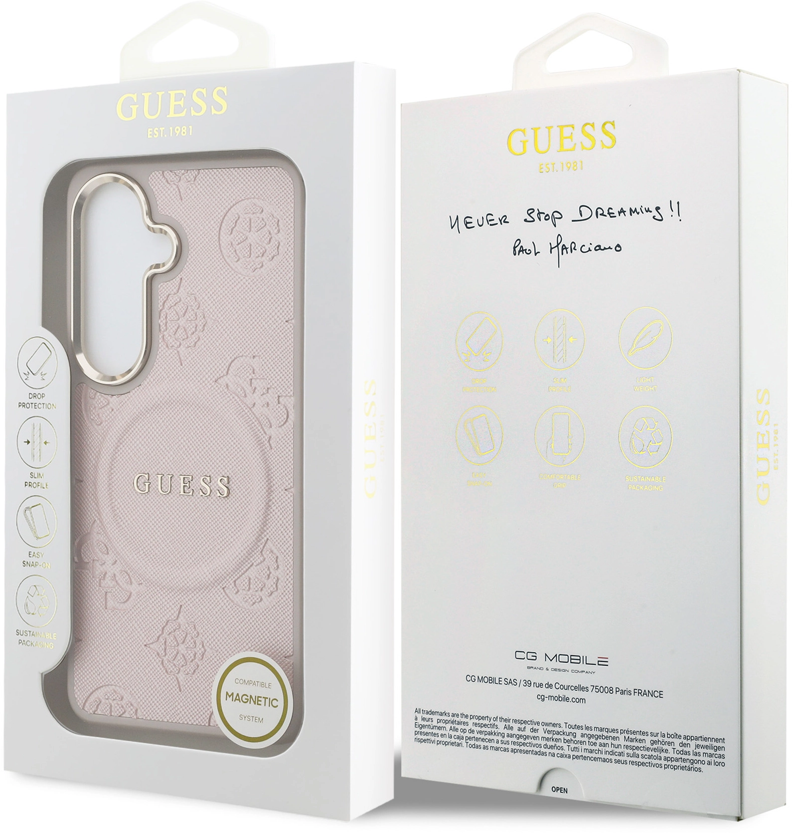 Guess Peony Hot Stamp Galaxy S26 Plus Hoesje MagSafe Back Cover Roze afbeelding 8
