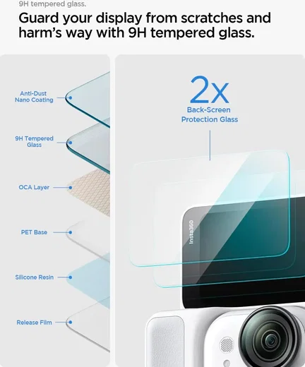 Spigen Glas.tR Slim Insta360 Go Ultra Screen Protector Tempered Glass (2-pack) afbeelding 3