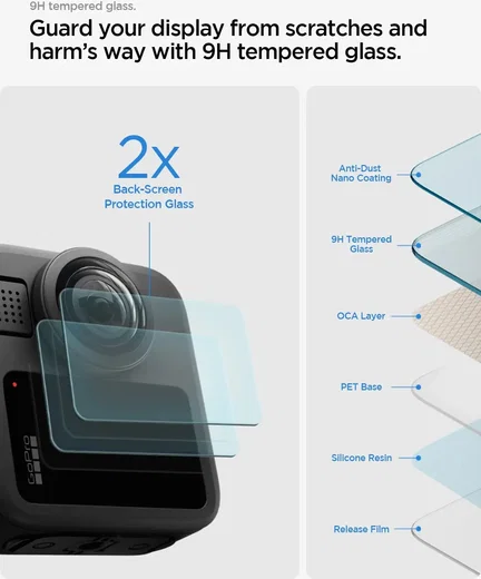 Spigen Glas.tR Slim GoPro Max 2 Screen Protector Tempered Glass (2-Pack) afbeelding 3
