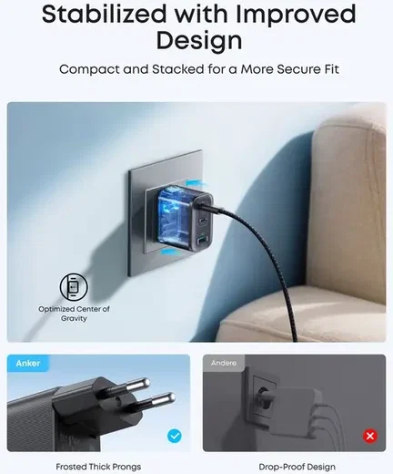 Anker Nano (70W) GaN USB-C / USB-A Fast Charge Adapter Zwart met USB-C Kabel afbeelding 4