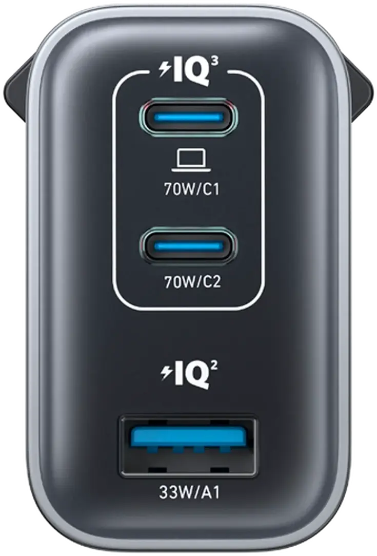 Anker Nano (70W) GaN USB-C / USB-A Fast Charge Adapter Zwart met USB-C Kabel afbeelding 3