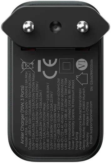 Anker Nano (70W) GaN USB-C / USB-A Fast Charge Adapter Zwart met USB-C Kabel afbeelding 6