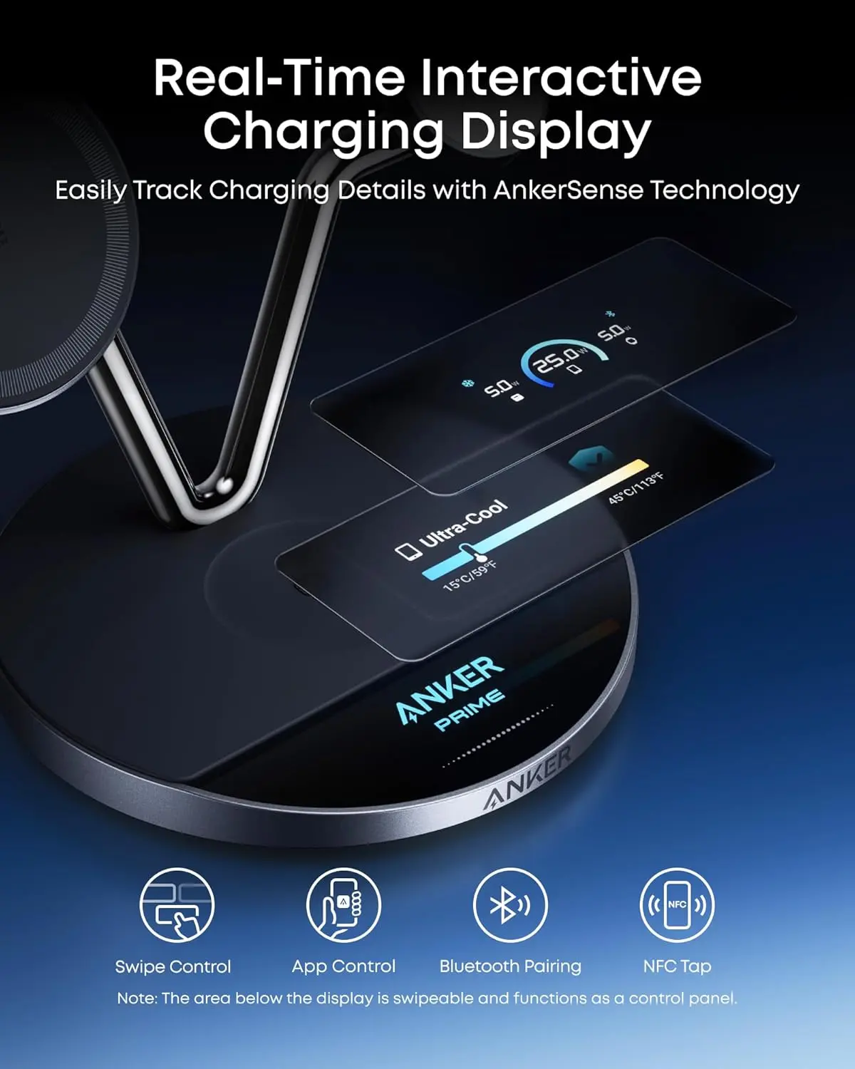 Anker Prime 3‑in‑1 Draadloze Oplader 25W Qi 2.2 met Koeltechnologie Zwart afbeelding 6
