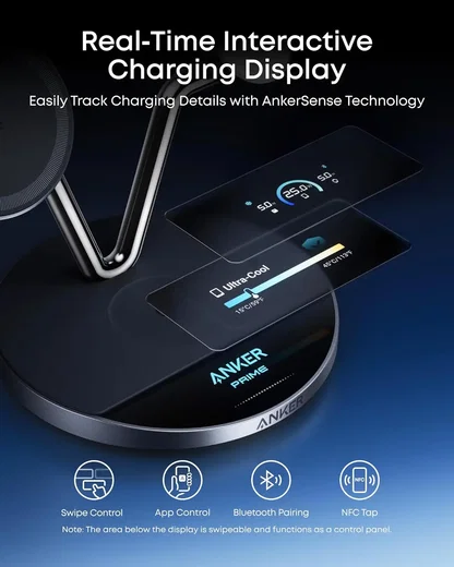 Anker Prime 3‑in‑1 Draadloze Oplader 25W Qi 2.2 met Koeltechnologie Zwart afbeelding 6