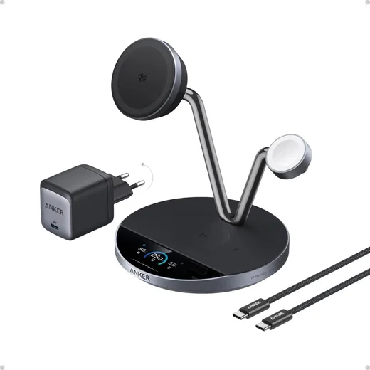 Anker Prime 3‑in‑1 Draadloze Oplader 25W Qi 2.2 met Koeltechnologie Zwart afbeelding 1