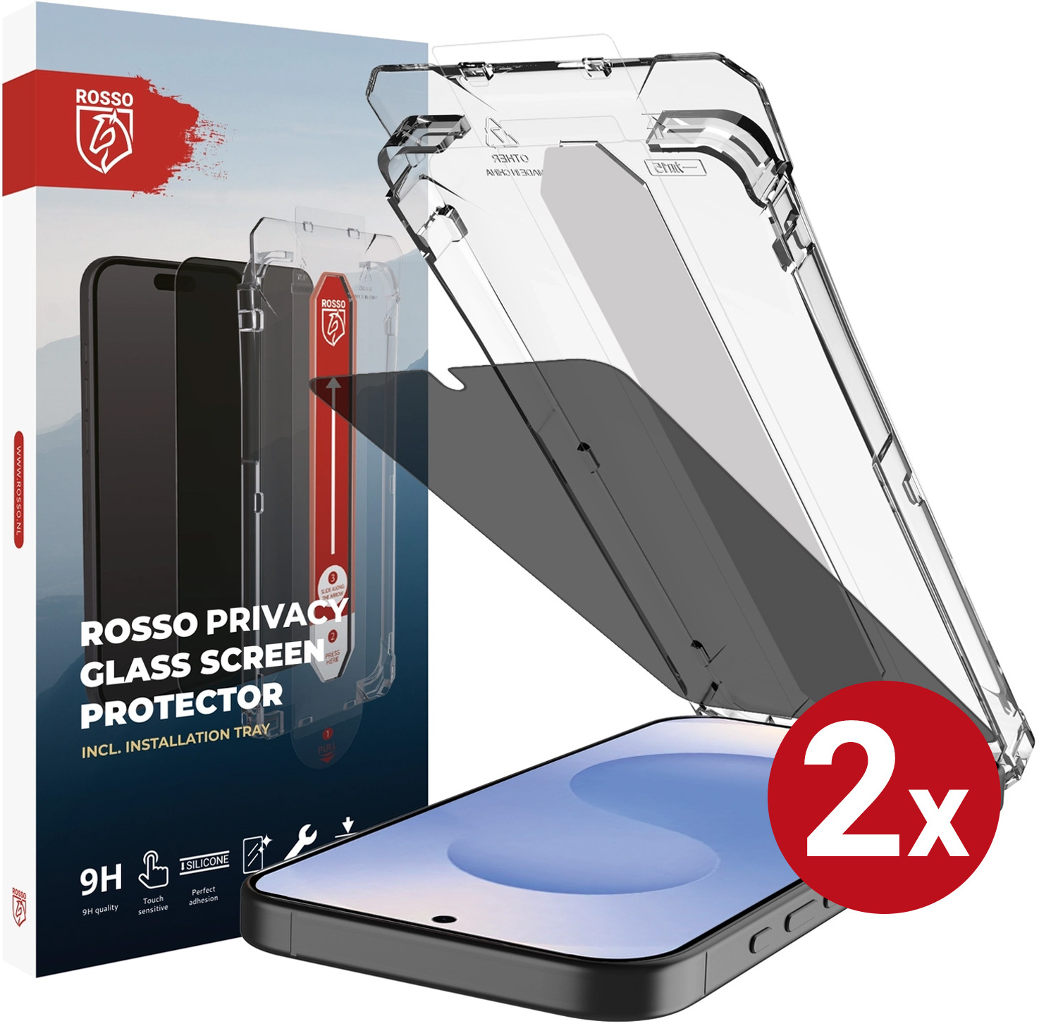 Rosso Samsung S26 Privacy Glass Installatietray Dust Removal (2-Pack) afbeelding 1