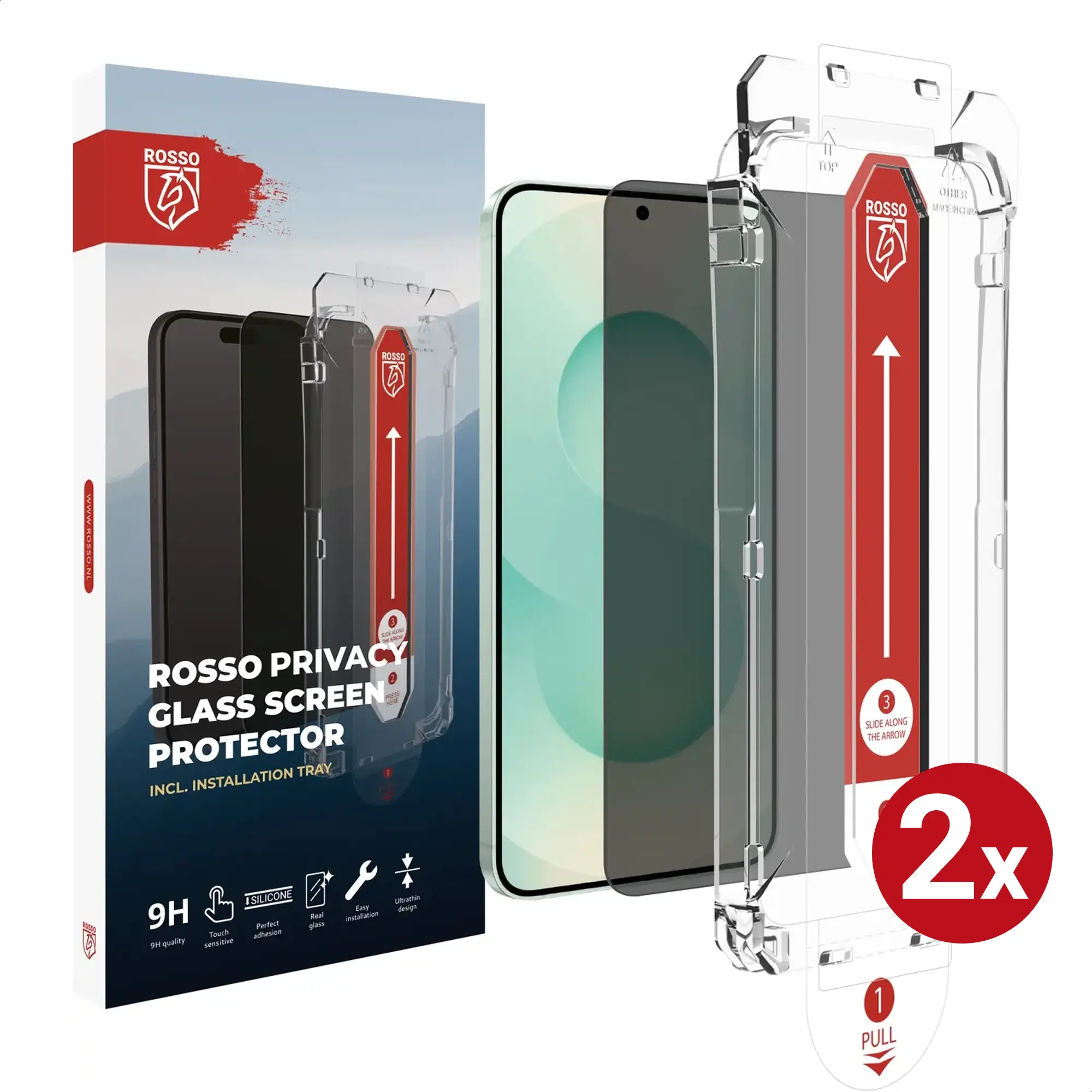 Rosso Samsung S26 Plus Privacy Glass met Installatietray (2-Pack) afbeelding 1