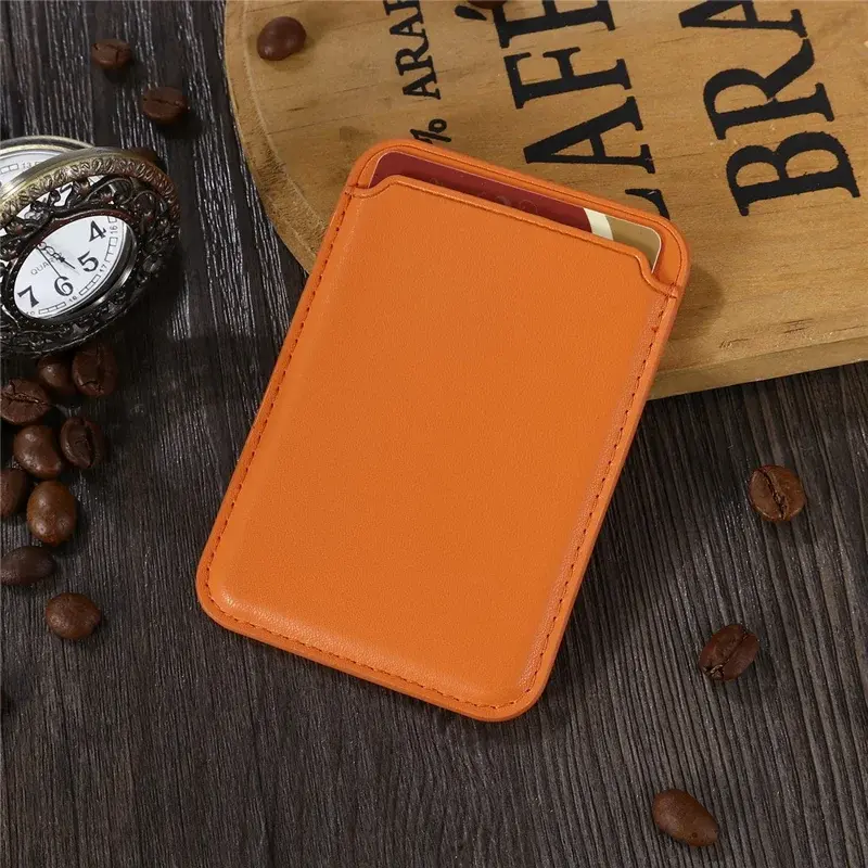 SBG Magnetische Pasjeshouder / Kaarthouder MagSafe Kunstleer Oranje afbeelding 5