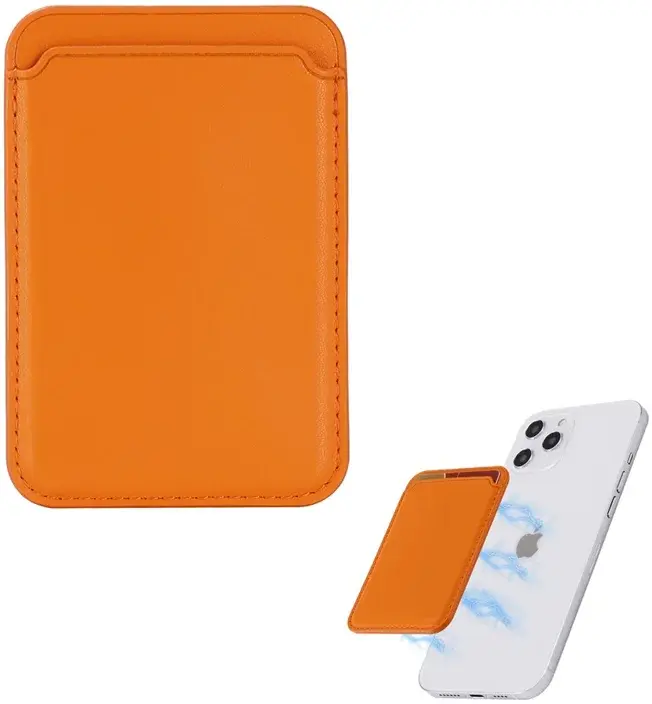 SBG Magnetische Pasjeshouder / Kaarthouder MagSafe Kunstleer Oranje afbeelding 1
