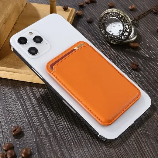 SBG Magnetische Pasjeshouder / Kaarthouder MagSafe Kunstleer Oranje afbeelding 3