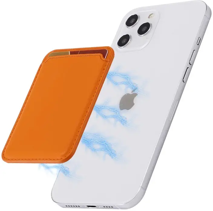 SBG Magnetische Pasjeshouder / Kaarthouder MagSafe Kunstleer Oranje afbeelding 8
