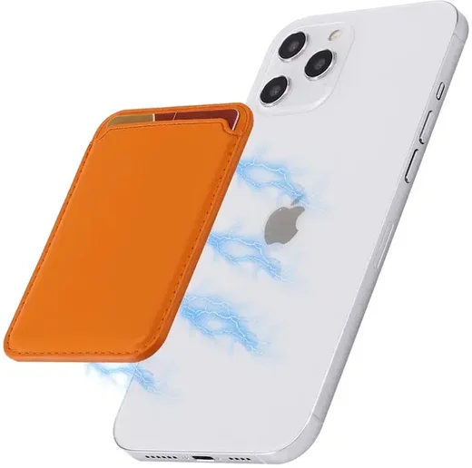 SBG Magnetische Pasjeshouder / Kaarthouder MagSafe Kunstleer Oranje afbeelding 8