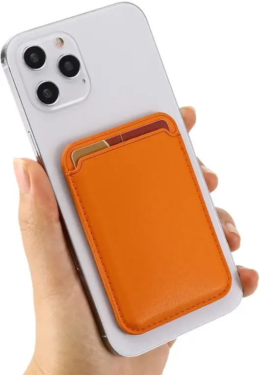 SBG Magnetische Pasjeshouder / Kaarthouder MagSafe Kunstleer Oranje afbeelding 9
