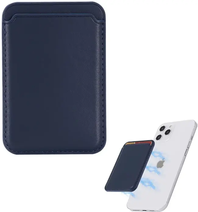SBG Magnetische Pasjeshouder / Kaarthouder MagSafe Kunstleer Blauw afbeelding 1