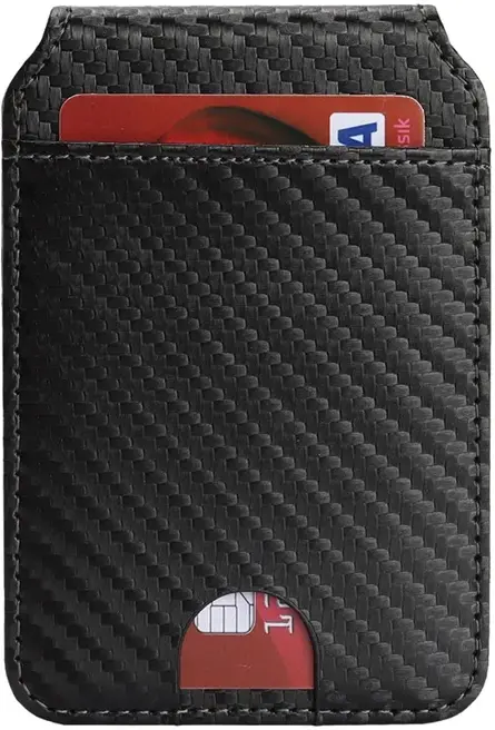 SBG MagSafe Pasjeshouder met Standaard Kunst Leer Carbon Fiber Design Zwart afbeelding 7