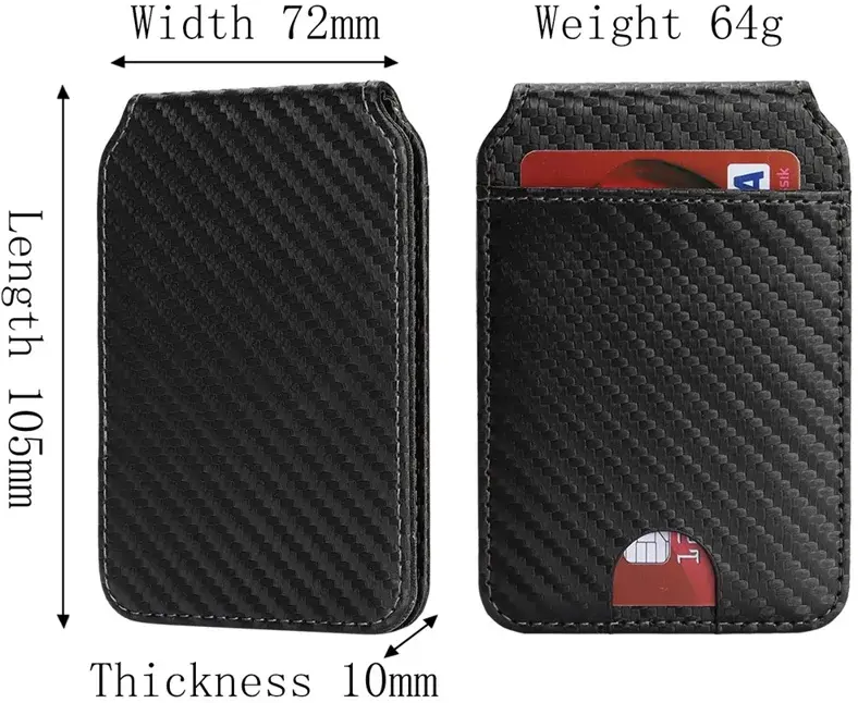 SBG MagSafe Pasjeshouder met Standaard Kunst Leer Carbon Fiber Design Zwart afbeelding 12
