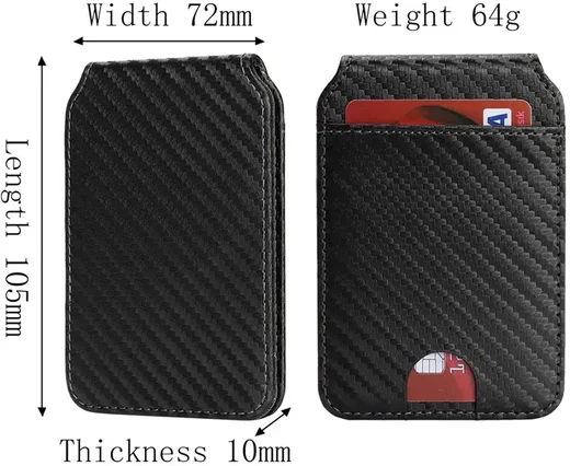 SBG MagSafe Pasjeshouder met Standaard Kunst Leer Carbon Fiber Design Zwart afbeelding 12
