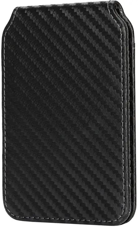 SBG MagSafe Pasjeshouder met Standaard Kunst Leer Carbon Fiber Design Zwart afbeelding 9