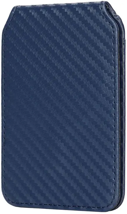 SBG MagSafe Pasjeshouder met Standaard Kunst Leer Carbon Fiber Design Blauw afbeelding 9