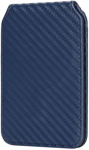 SBG MagSafe Pasjeshouder met Standaard Kunst Leer Carbon Fiber Design Blauw afbeelding 9