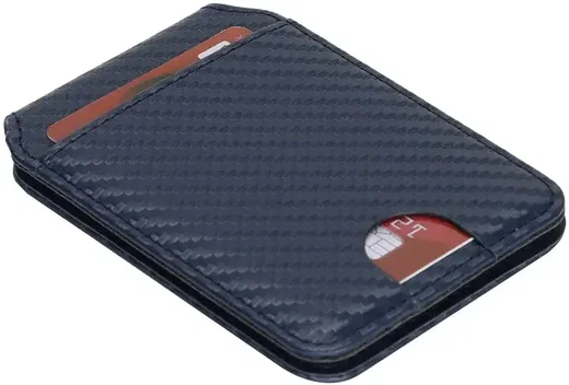 SBG MagSafe Pasjeshouder met Standaard Kunst Leer Carbon Fiber Design Blauw afbeelding 10