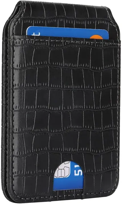 SBG MagSafe Pasjeshouder met Standaard Kunst Leer Crocodile Design Zwart afbeelding 9