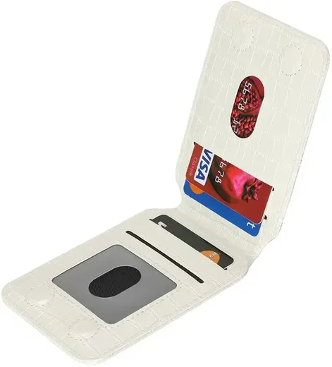SBG MagSafe Pasjeshouder met Standaard Kunst Leer Crocodile Design Wit afbeelding 12