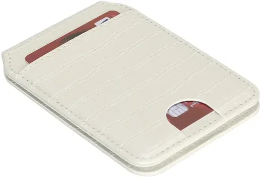 SBG MagSafe Pasjeshouder met Standaard Kunst Leer Crocodile Design Wit afbeelding 11