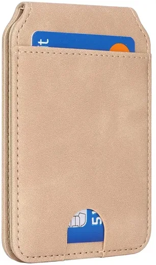 SBG MagSafe Pasjeshouder met Standaard Kunst Leer Skin Touch Design Beige afbeelding 9