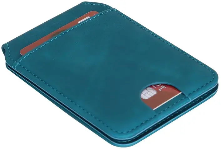 SBG MagSafe Pasjeshouder met Standaard Kunst Leer Skin Touch Design Blauw afbeelding 10