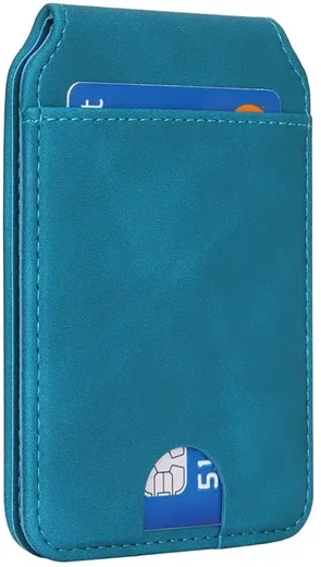SBG MagSafe Pasjeshouder met Standaard Kunst Leer Skin Touch Design Blauw afbeelding 8