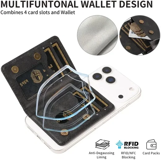 SBG MagSafe Uitklapbare Pasjeshouder / Portemonnee met Standaard en RFID Zwart afbeelding 10