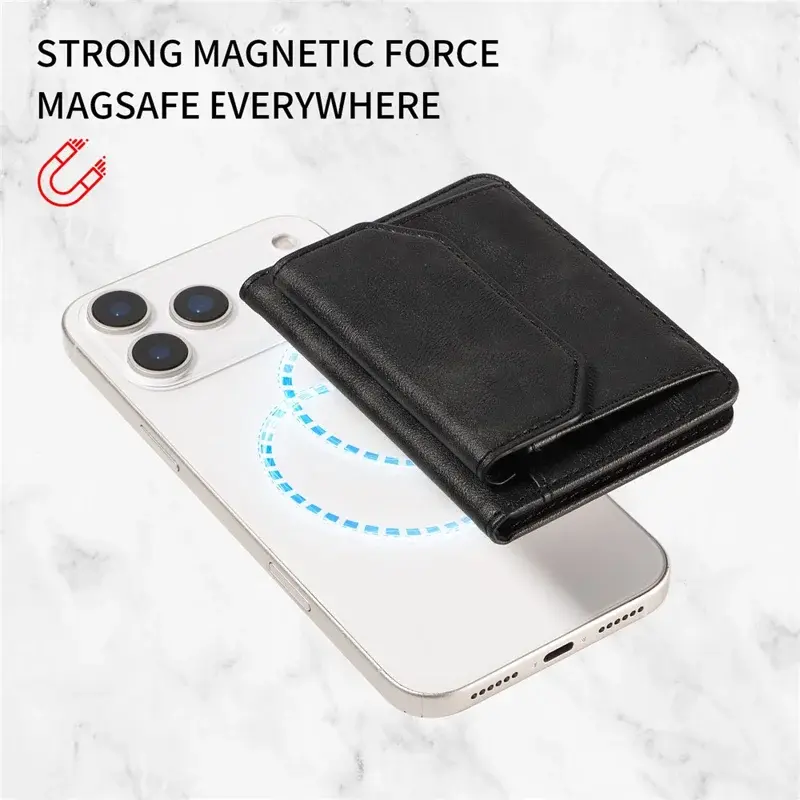 SBG MagSafe Uitklapbare Pasjeshouder / Portemonnee met Standaard en RFID Zwart afbeelding 6