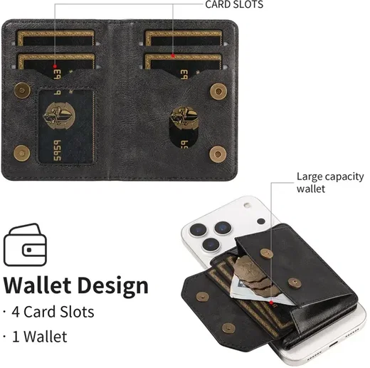 SBG MagSafe Uitklapbare Pasjeshouder / Portemonnee met Standaard en RFID Zwart afbeelding 13