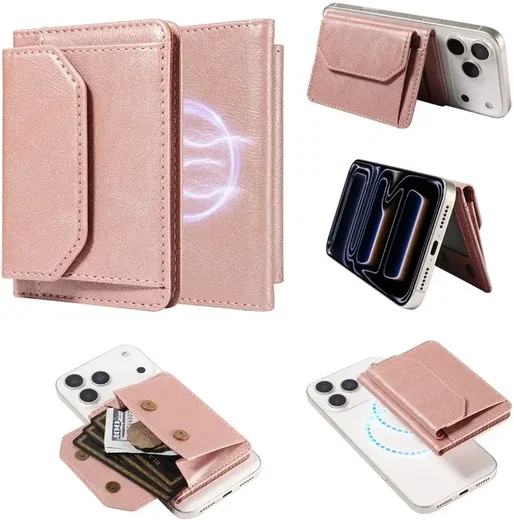 SBG MagSafe Uitklapbare Pasjeshouder / Portemonnee met Standaard en RFID Roze afbeelding 1