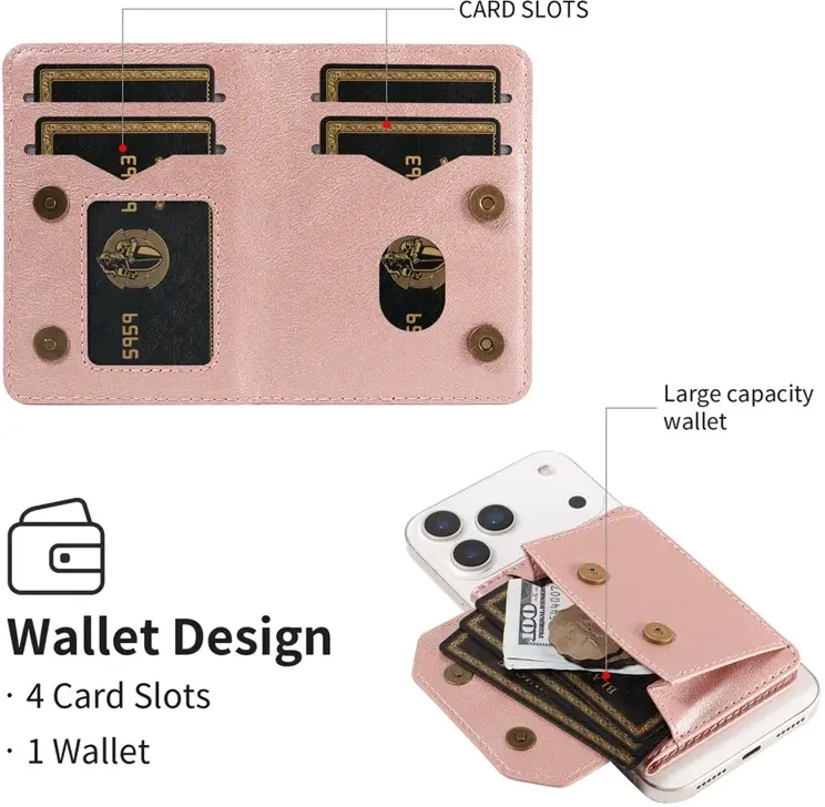 SBG MagSafe Uitklapbare Pasjeshouder / Portemonnee met Standaard en RFID Roze afbeelding 14