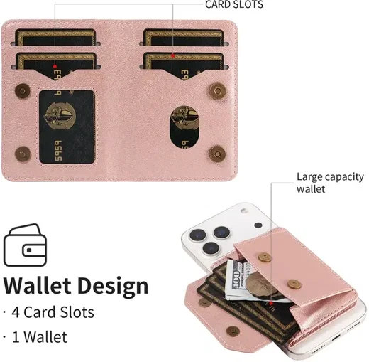SBG MagSafe Uitklapbare Pasjeshouder / Portemonnee met Standaard en RFID Roze afbeelding 14