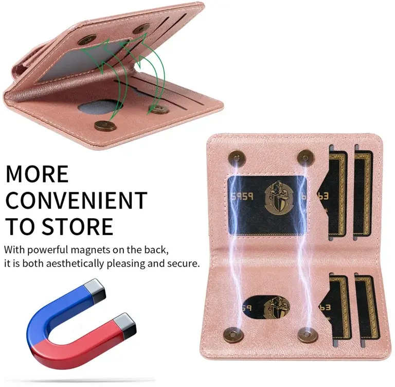 SBG MagSafe Uitklapbare Pasjeshouder / Portemonnee met Standaard en RFID Roze afbeelding 11