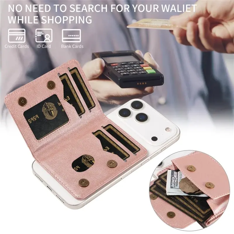 SBG MagSafe Uitklapbare Pasjeshouder / Portemonnee met Standaard en RFID Roze afbeelding 8