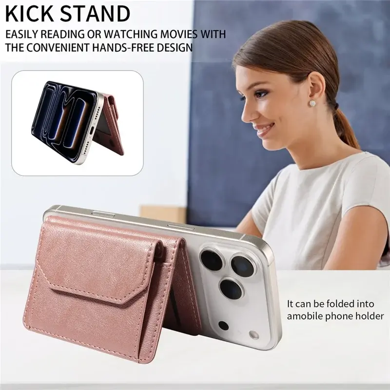 SBG MagSafe Uitklapbare Pasjeshouder / Portemonnee met Standaard en RFID Roze afbeelding 9