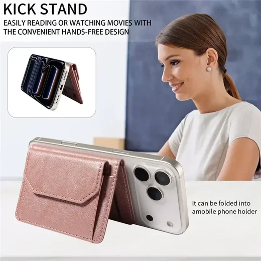 SBG MagSafe Uitklapbare Pasjeshouder / Portemonnee met Standaard en RFID Roze afbeelding 9
