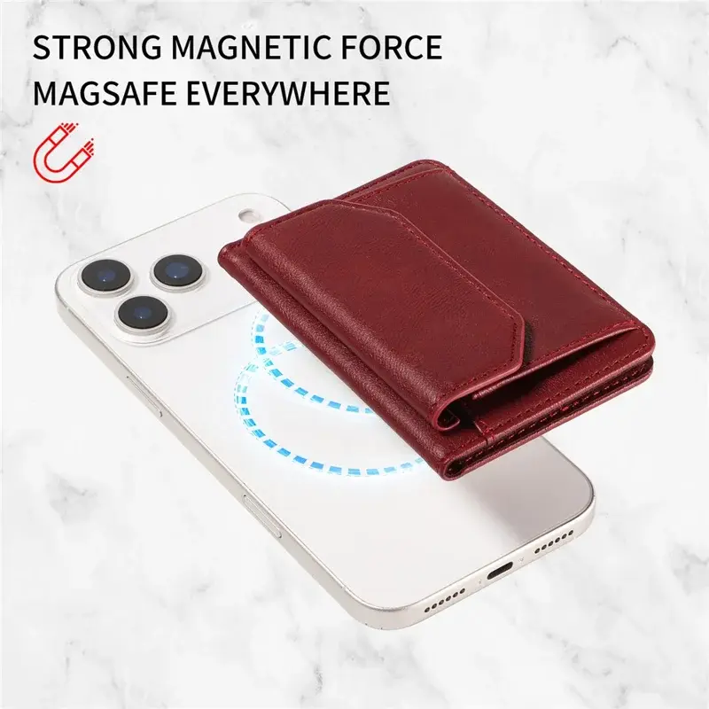 SBG MagSafe Uitklapbare Pasjeshouder / Portemonnee met Standaard en RFID Rood afbeelding 6